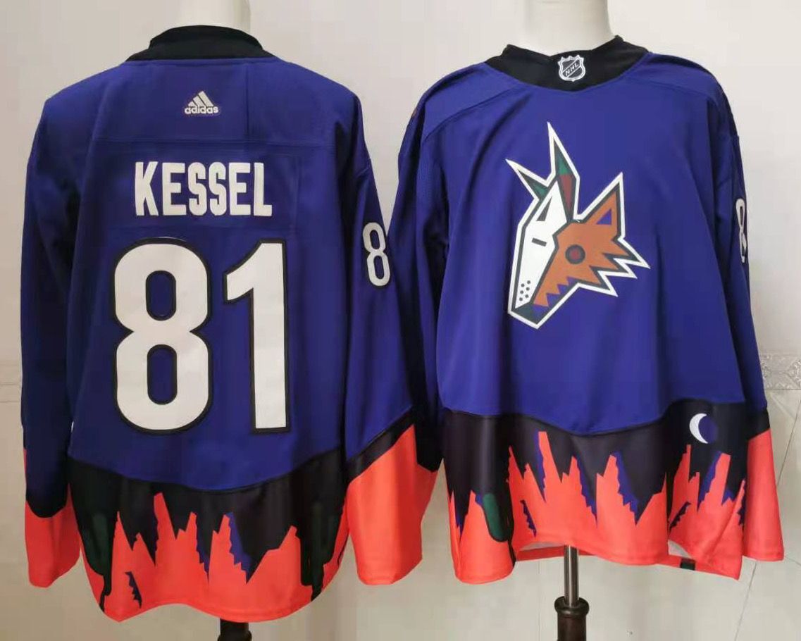 Men Arizona Coyotes 81 Kessel Purple Authentic Stitched 2022 Adidas NHL Jersey